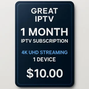 GreatIPTV 1-Month Subscription Plan