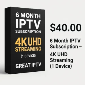 GreatIPTV 6-Month Subscription Plan - Semi-Annual Deal
